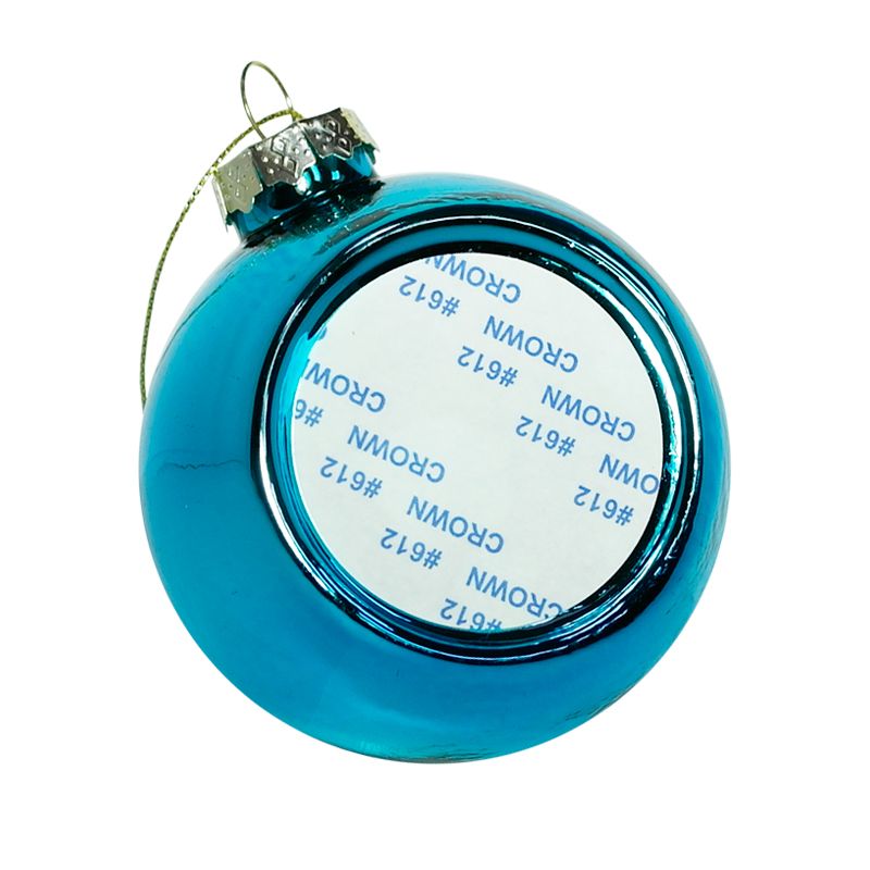 картинка Шар ёлочный 80 мм голубой под сублимацию в белой коробке